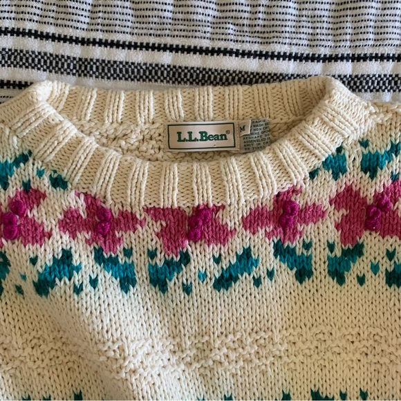 L.L. Bean Fair Isle Cable Knit Sweater - Picture 7 of 12